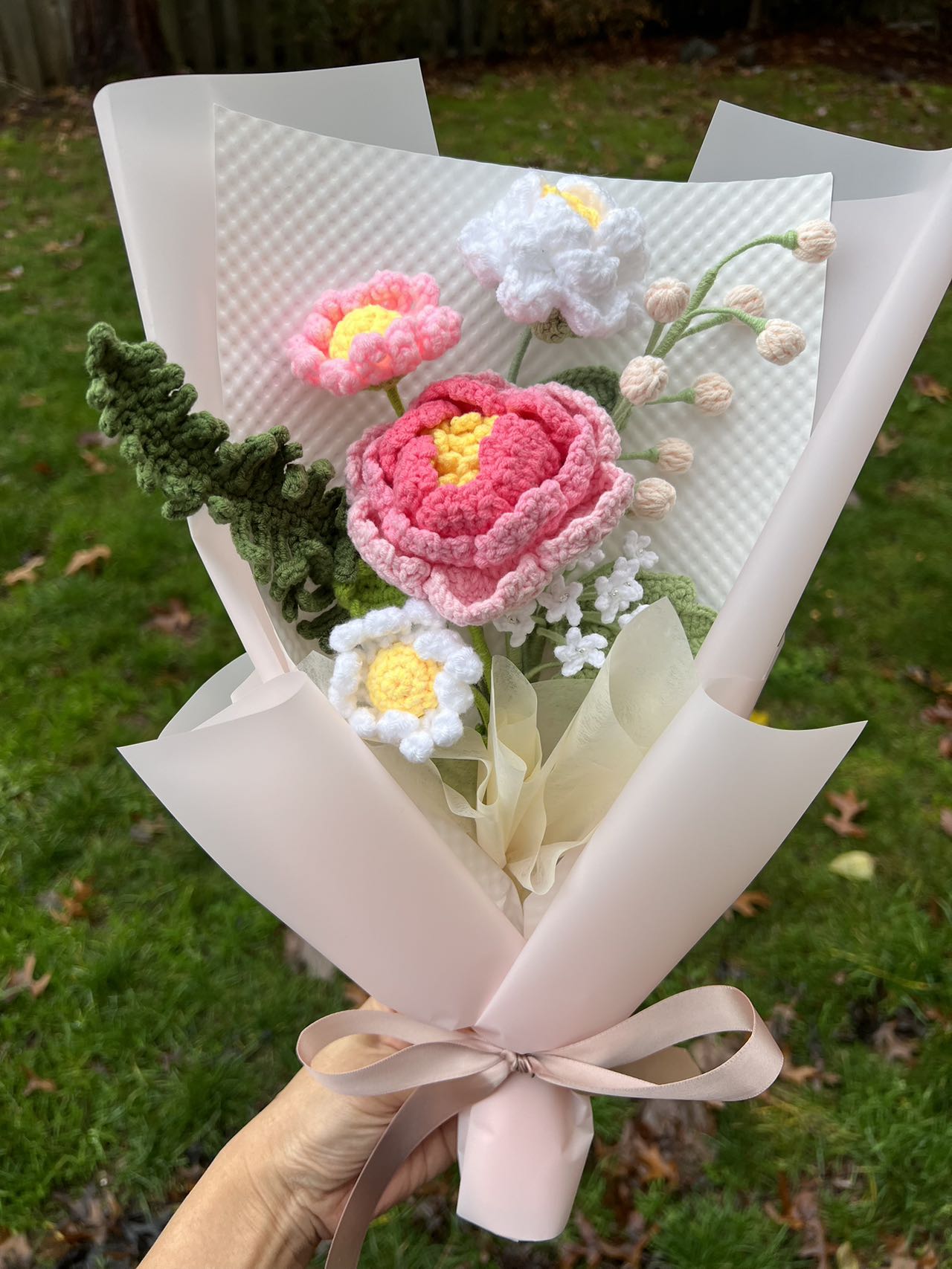 Peony and fern | Crochet flowers, Best gifts for plant lovers