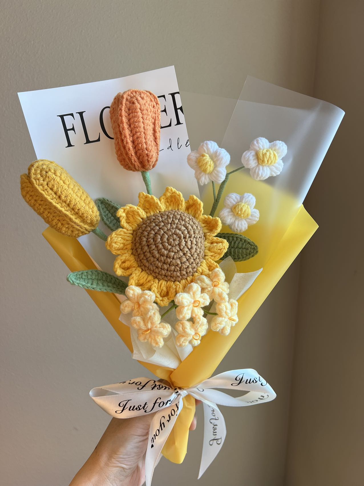 Cute sunflower tulip | Crochet flowers bouquet, One of a kind gifts