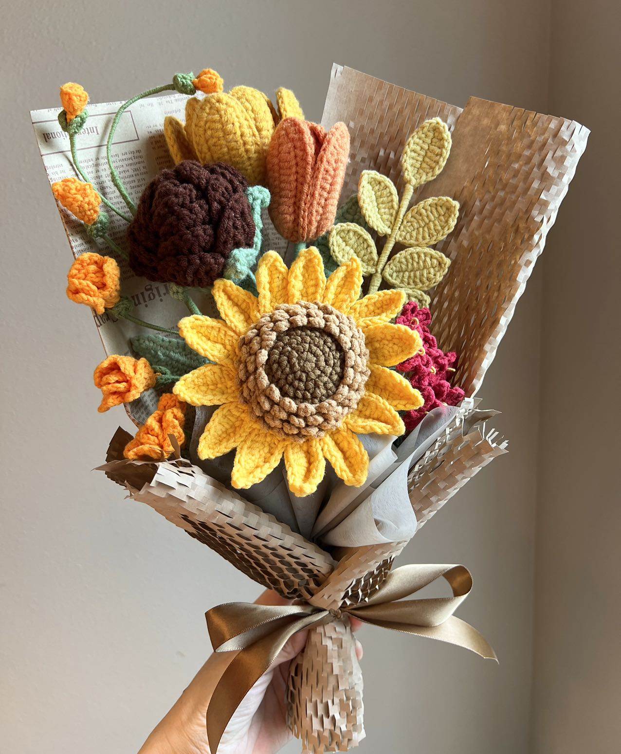 Big sunflower orchid | Crochet flowers bouquet, One of a kind gifts
