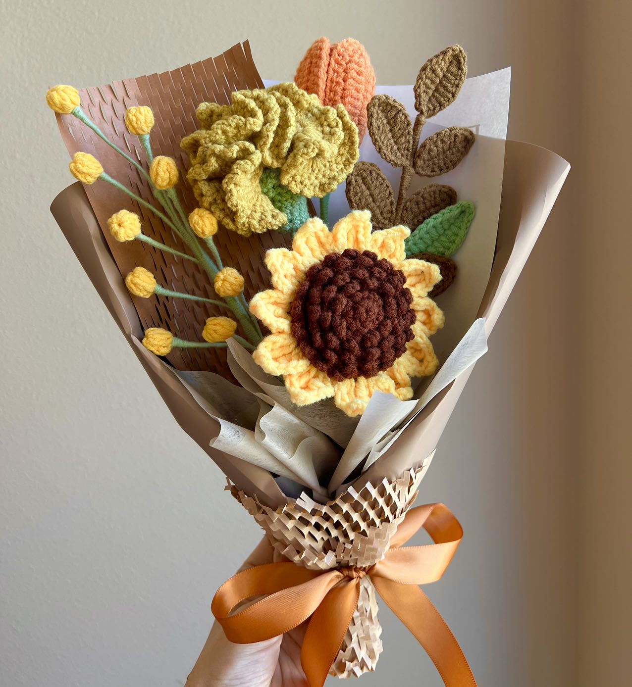 Fall with carnation |Crochet flowers bouquet, One of a kind gifts