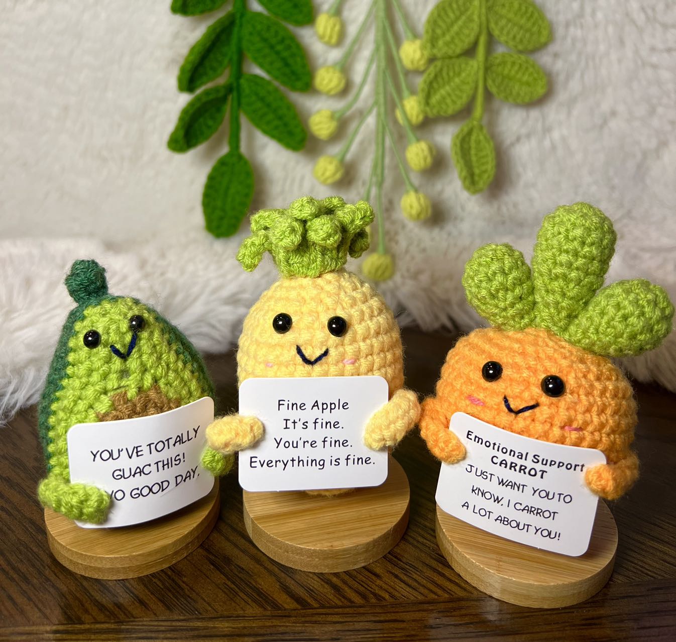 Unique Handmade Crochet positive carrot +Emotional Support pineapple, avocado, Christmas, Birthday, Mom,gift for her,Coworker,Family/Friends