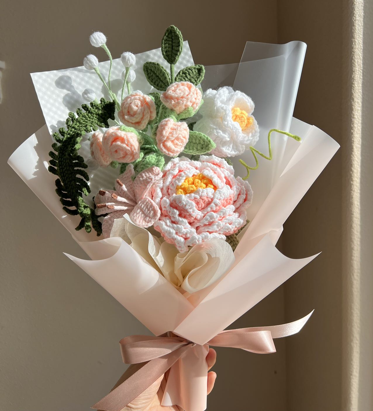 Fairy peony garden|Crochet flowers bouquet, One of a kind gifts