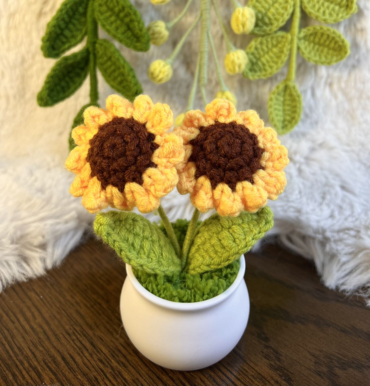 Crochet flower pot, daisy, One of a kind gifts