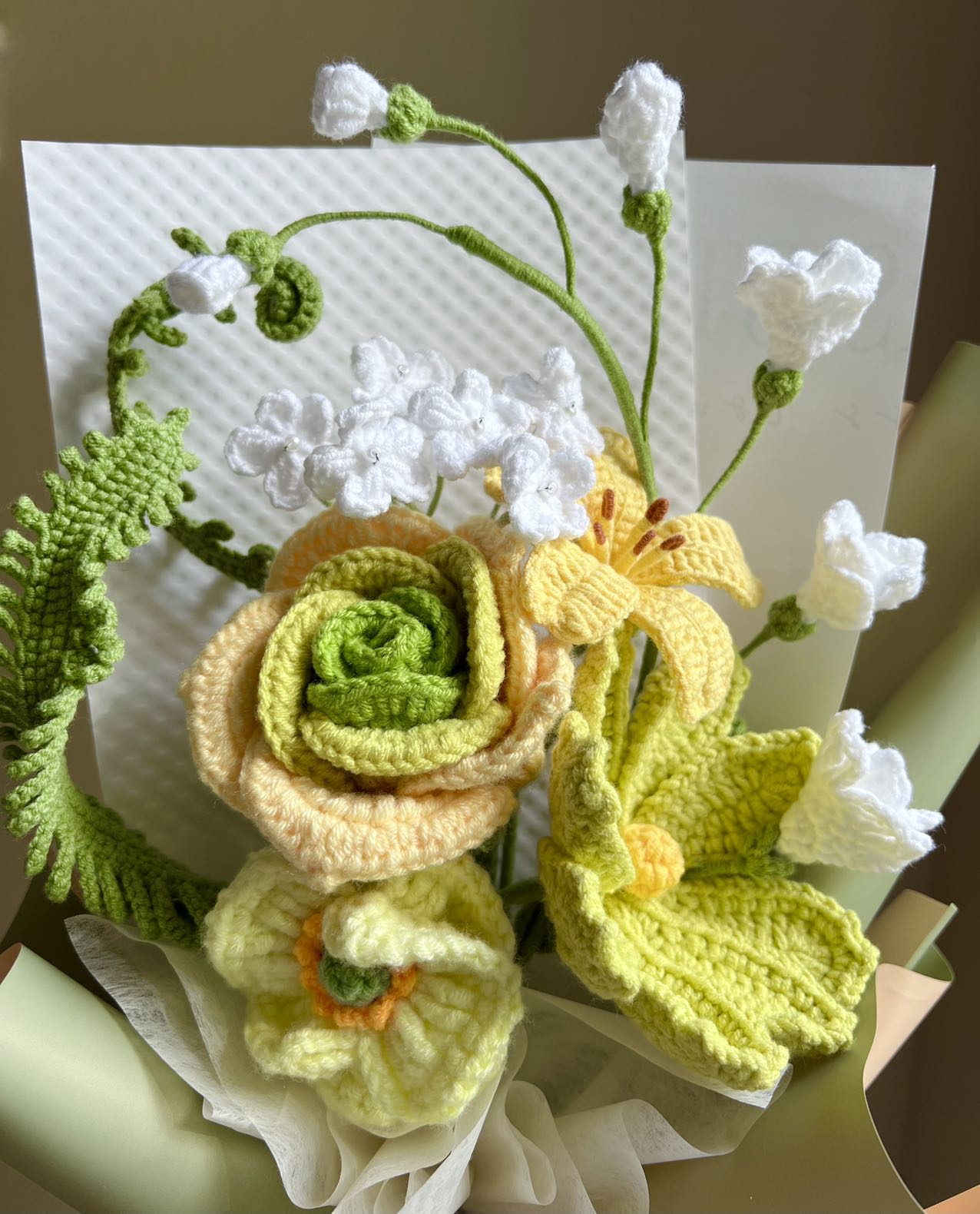 Evergreen whisper | Crochet flowers bouquet, One of a kind gifts