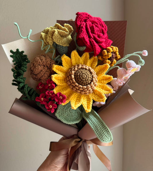 Sunflower warm Thai | Crochet flowers bouquet, Flowers forever