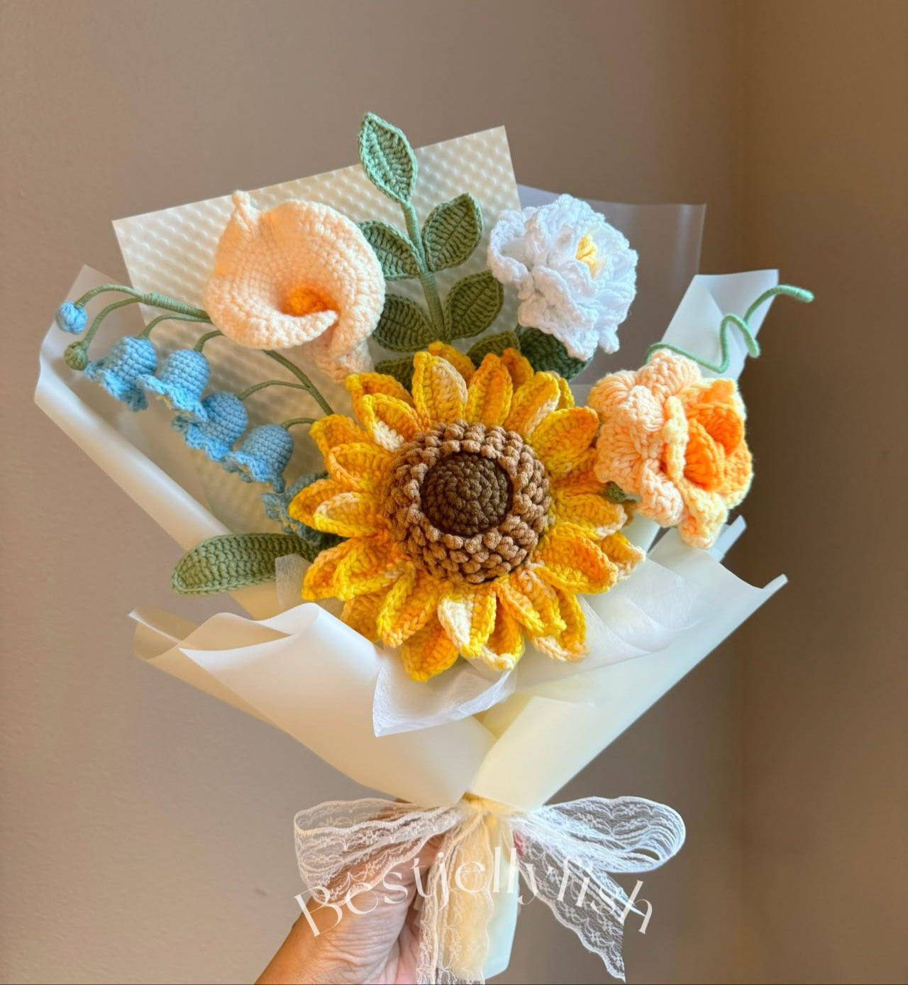 Bright sunflower bell | Crochet flowers bouquet, One of a kind gifts