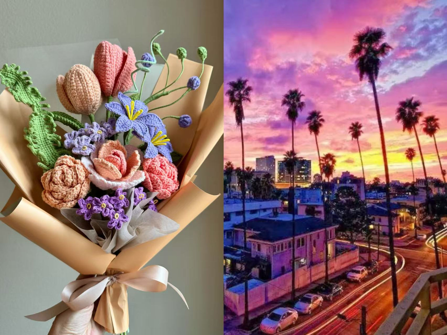 Sunset Boulevard | Crochet flowers bouquet, One of a kind gifts