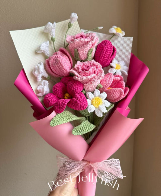 Supreme hot pink | Crochet flowers bouquet, Flowers forever