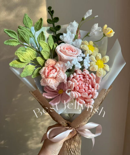 Regal Dahlia garden | Crochet Flower Bouquet: Handmade Dahlia & Tulip - Everlasting Gift for her, birthday