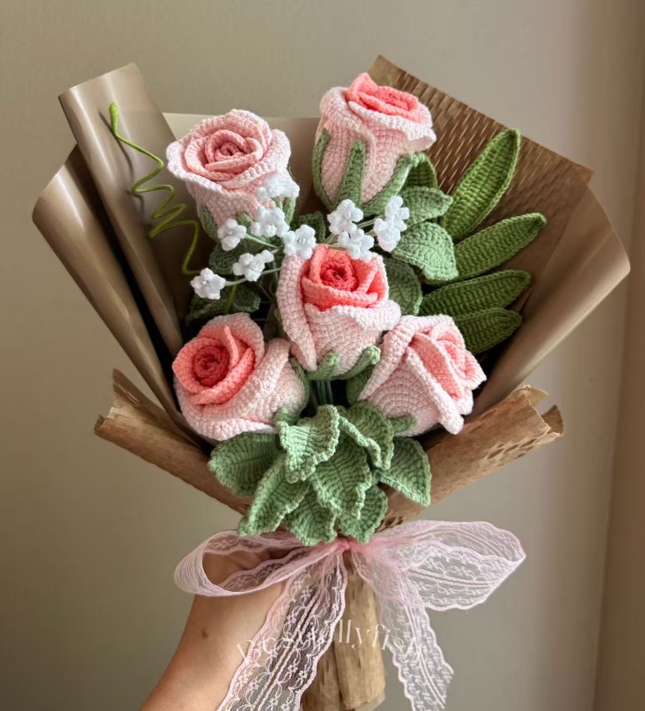 Large premium pink roses | Crochet Flower Bouquet: Handmade roses