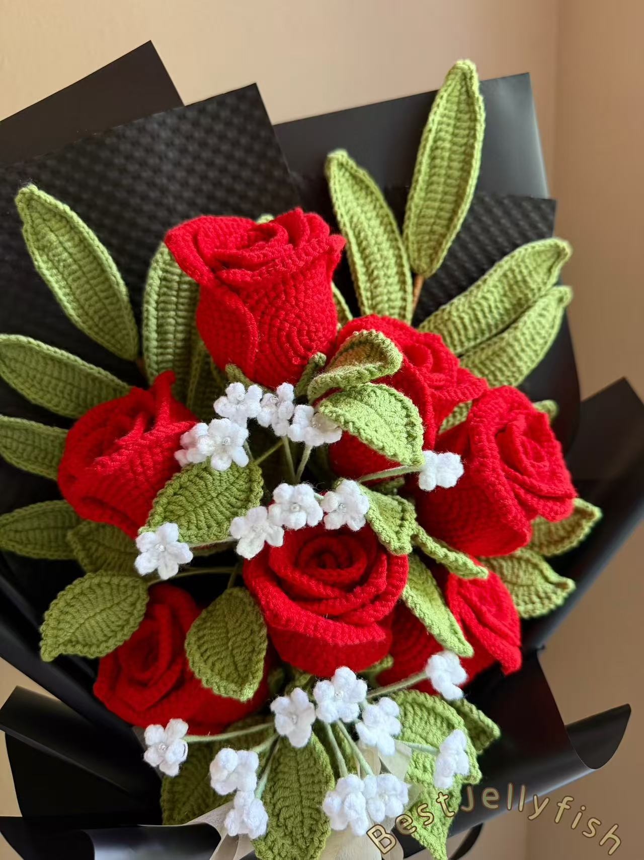 EX claret Romance | Crochet flowers bouquet, forever flowers