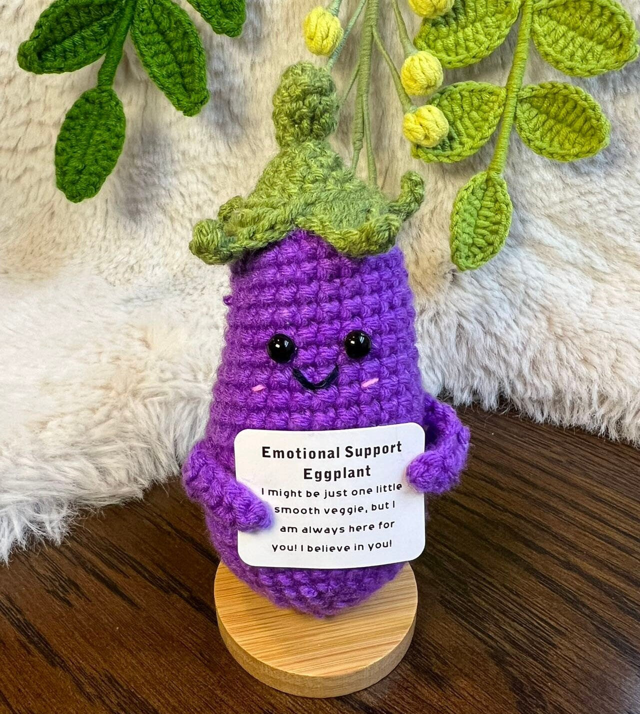 Handmade Crochet mini caring pickle+Emotional Support eggplant Gift Set-Positive Affirmation gift for Family/Friends-Xmas Gift