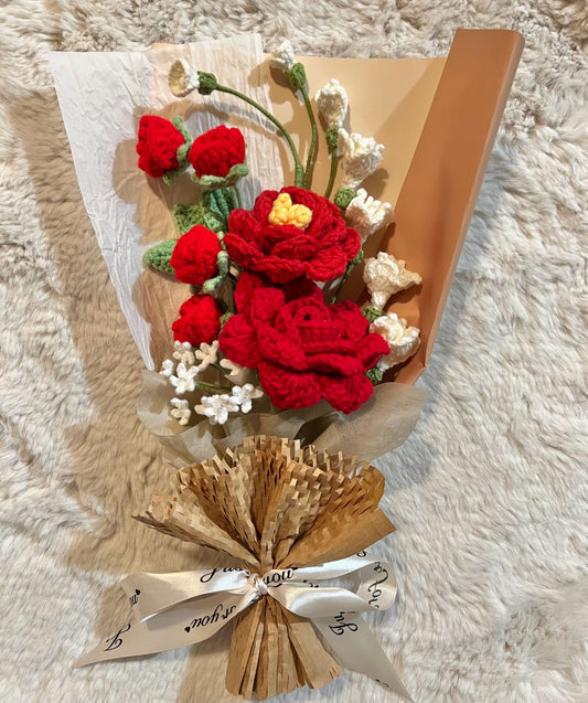 Red Gardenia rose | Crochet flowers bouquet, Flowers forever