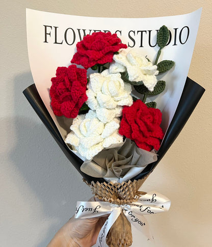 Large red roses | Crochet flowers bouquet, forever flowers