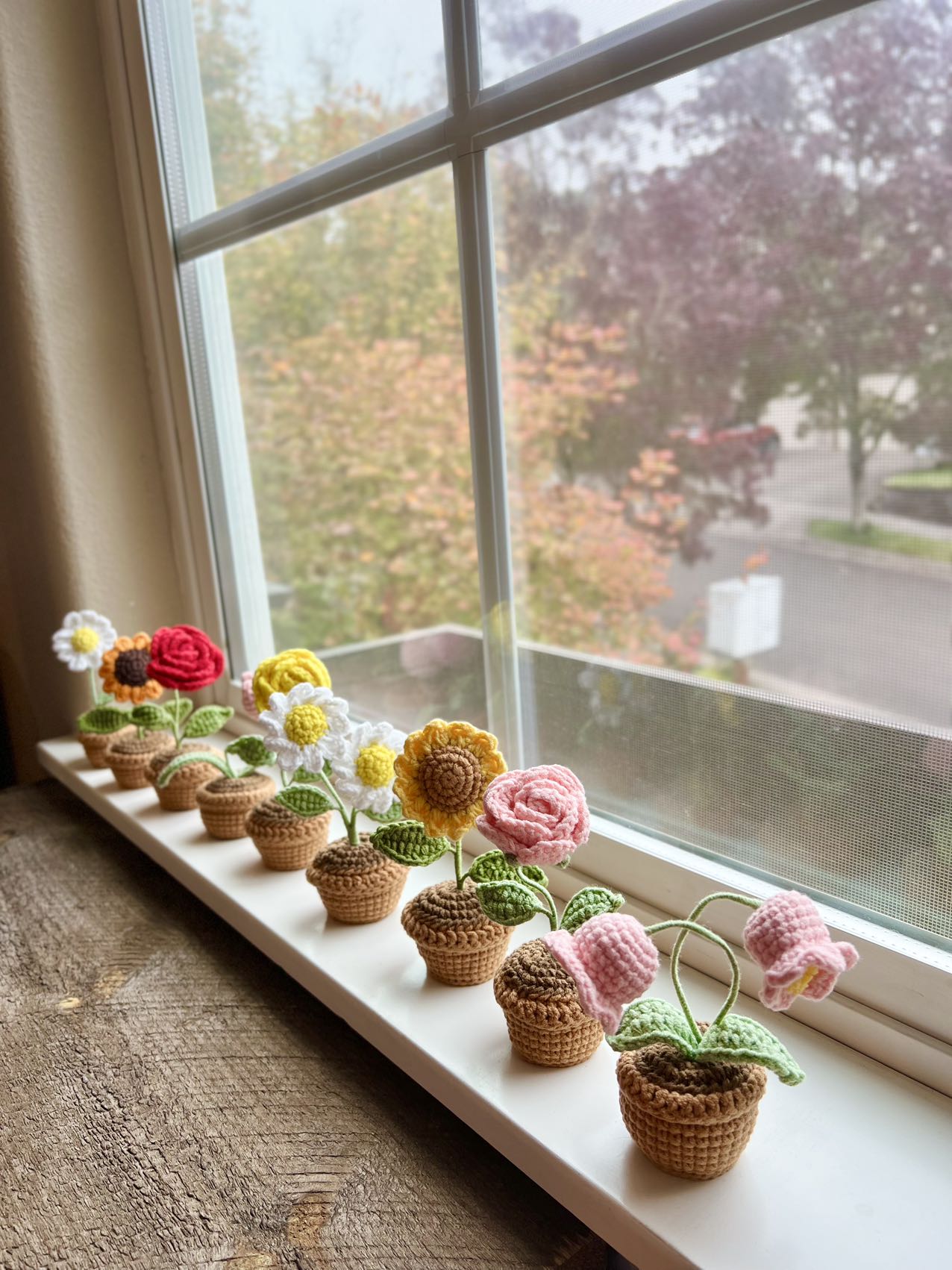 Crochet flowers pot,  birthday gift, Christmas, daisy, sunflower, home decor, handmade gift,  Finished Product