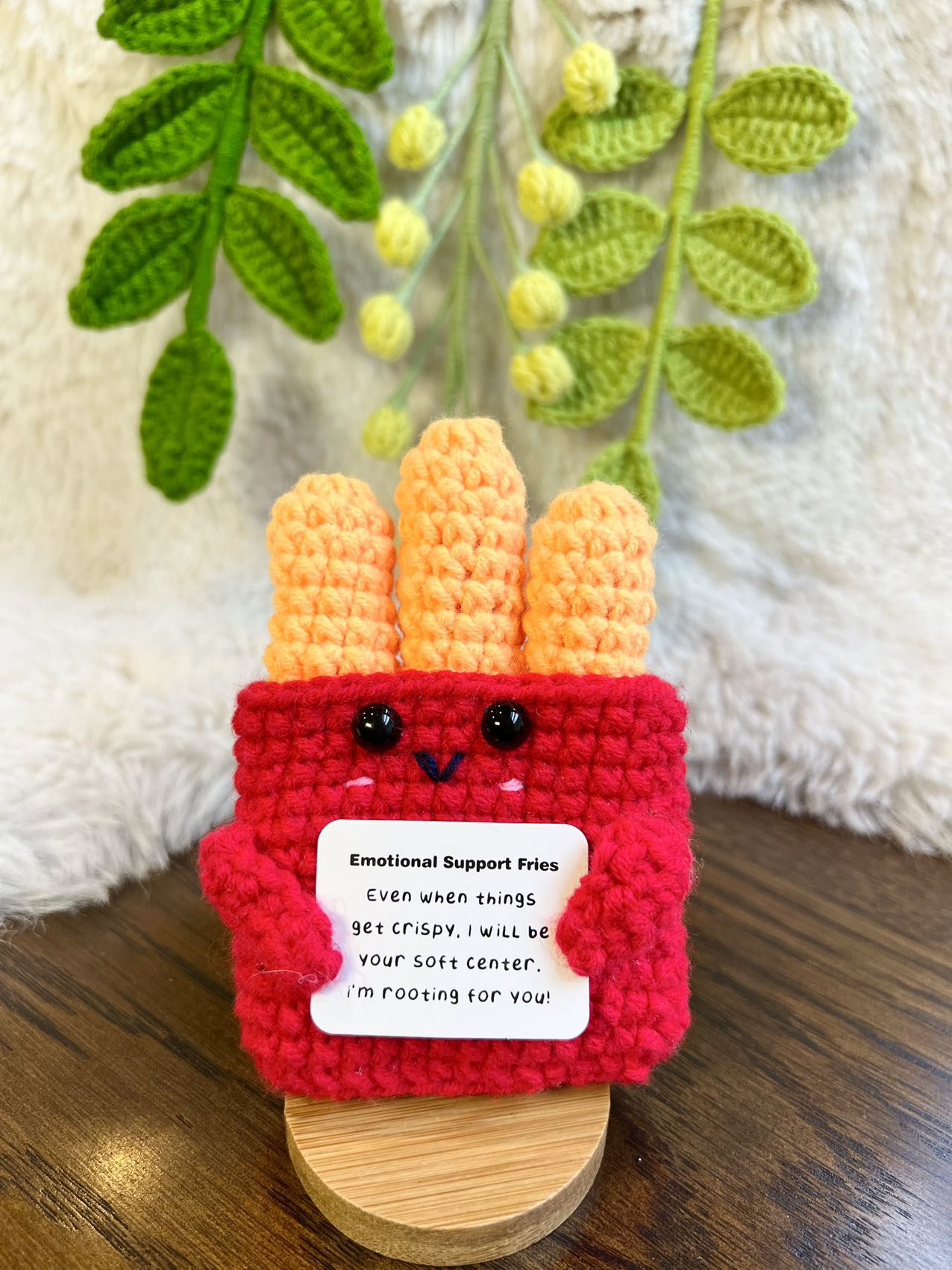 Handmade Crochet positive potato+Emotional Support fries Gift Set-mini caring Affirmation gift for Coworker, Family/Friends-Xmas Gift
