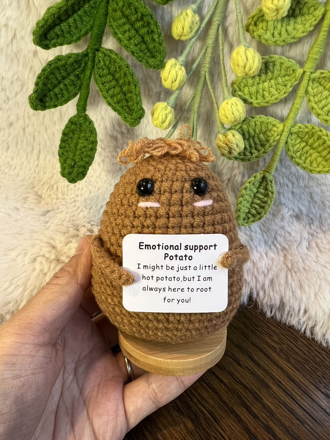 Handmade Crochet positive potato+Emotional Support fries Gift Set-mini caring Affirmation gift for Coworker, Family/Friends-Xmas Gift