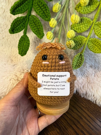 Handmade Crochet positive potato+Emotional Support fries Gift Set-mini caring Affirmation gift for Coworker, Family/Friends-Xmas Gift