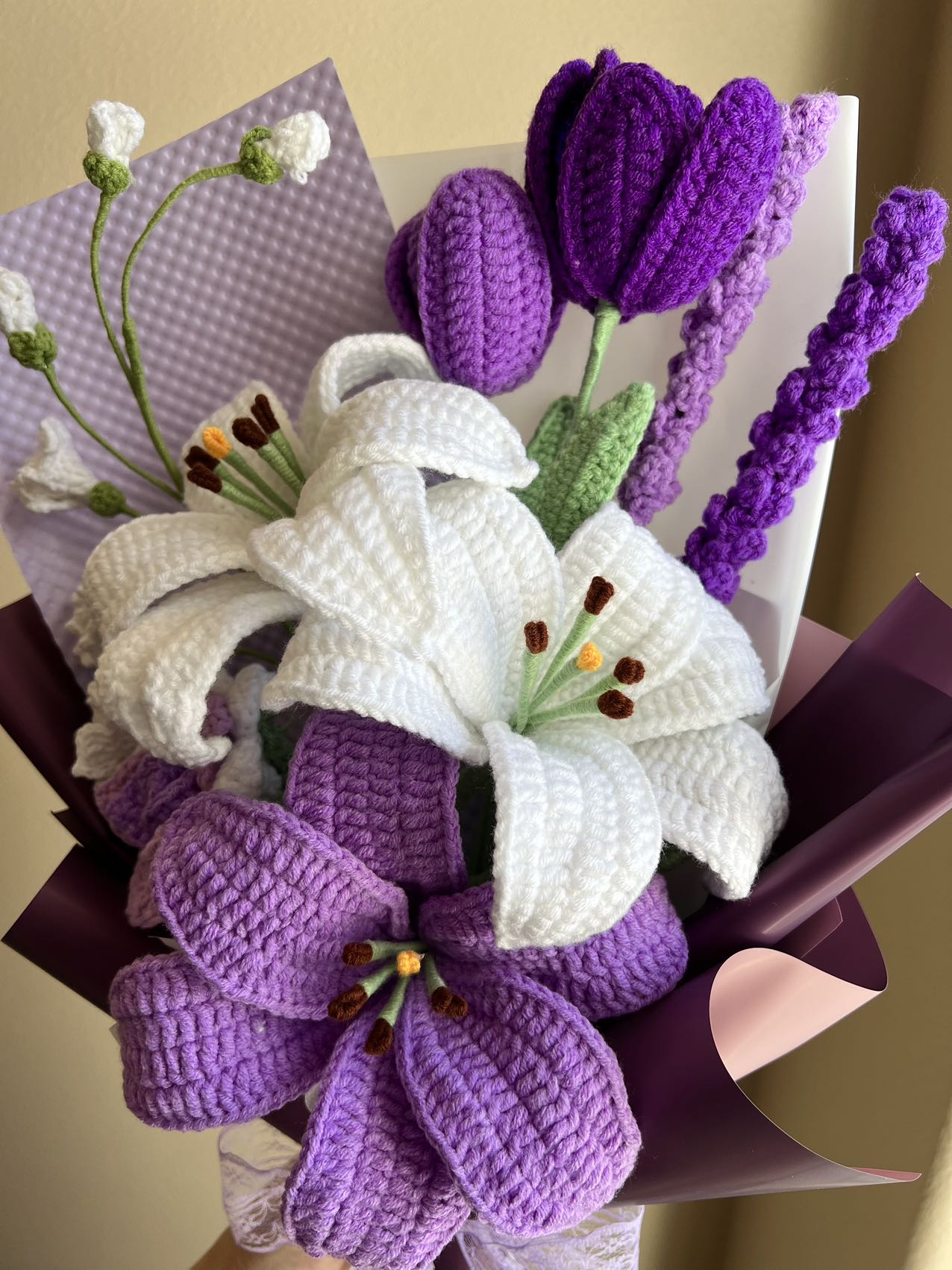 Supreme purple lily | Crochet flowers bouquet, Flowers forever