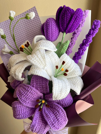 Supreme purple lily | Crochet flowers bouquet, Flowers forever