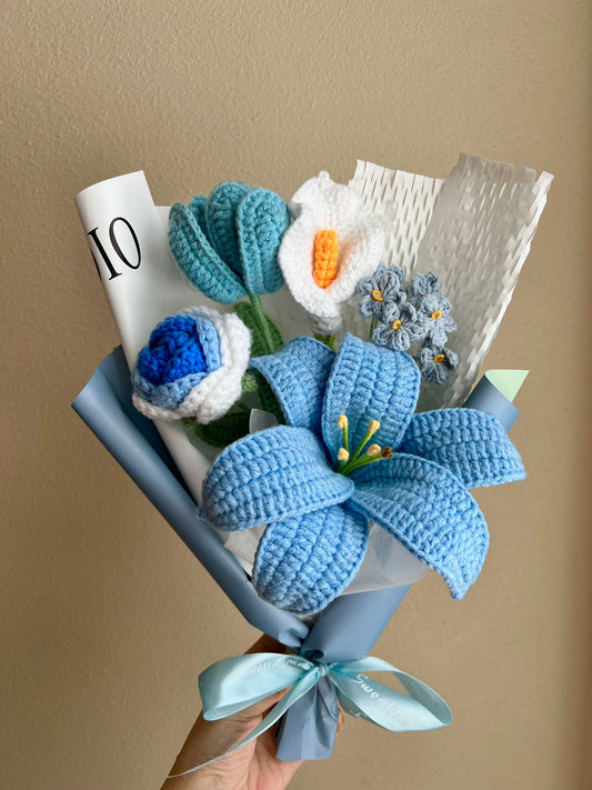Blue joy lily | Crochet flowers bouquet, One of a kind gifts