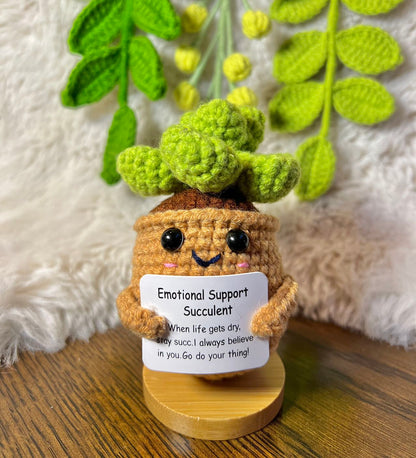 Unique Handmade Crochet positive veggie +Emotional Support cactus, Christmas gift, Birthday, Mom, gift for her, Coworker, Family/Friends