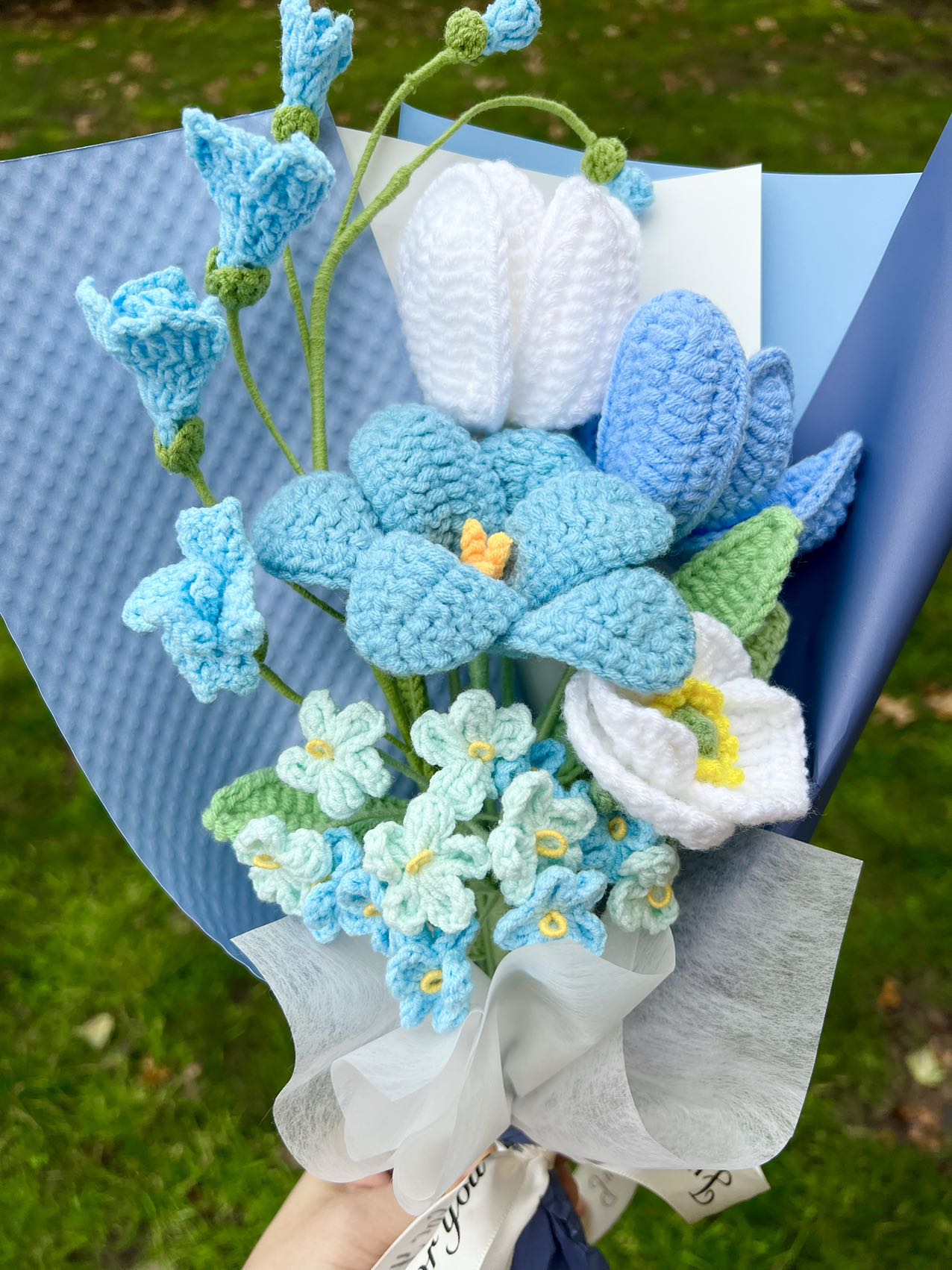 Blue tulip poppy | Crochet flowers bouquet, One of a kind gifts