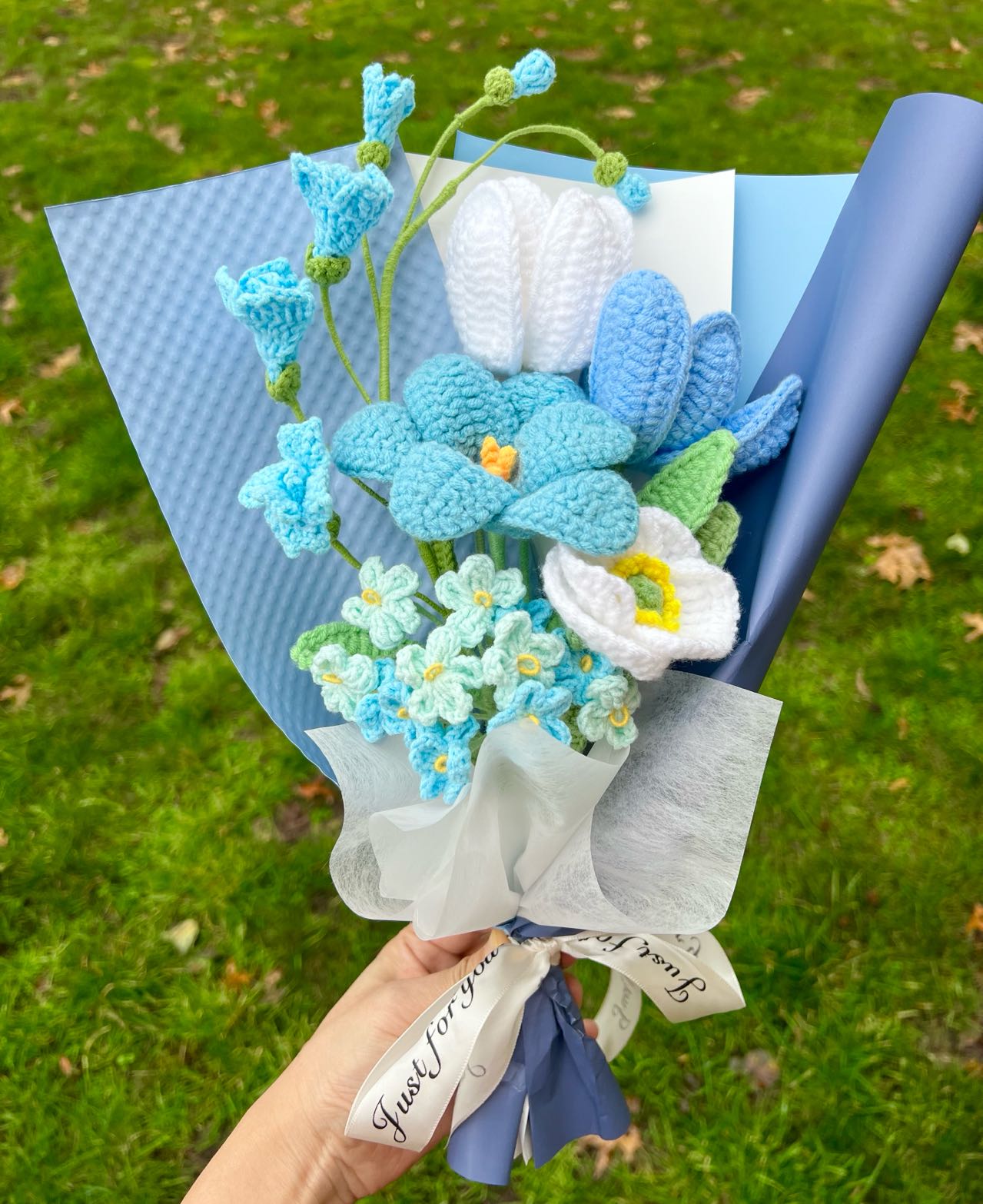 Blue tulip poppy | Crochet flowers bouquet, One of a kind gifts