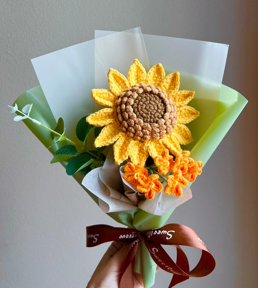 Simple sunflower orange | Crochet flowers bouquet, Flowers forever