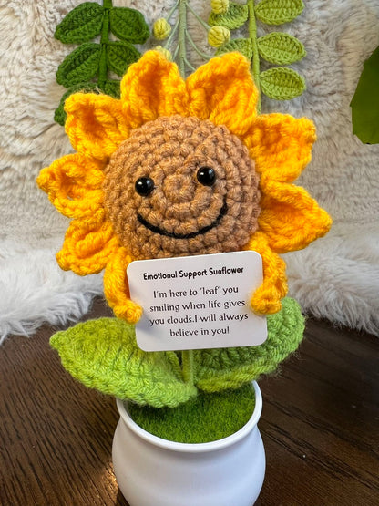 Unique Handmade Crochet positive potato +Emotional Support sunflower, Daisy, Christmas, Birthday, Mom, gift for her,Coworker,Family/Friends
