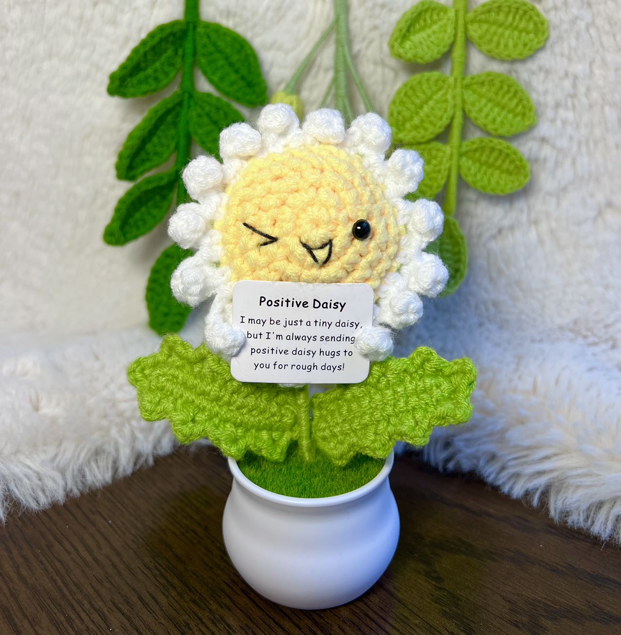 Unique Handmade Crochet positive potato +Emotional Support sunflower, Daisy, Christmas, Birthday, Mom, gift for her,Coworker,Family/Friends