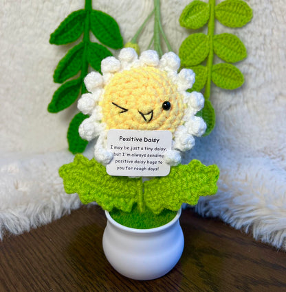 Unique Handmade Crochet positive potato +Emotional Support sunflower, Daisy, Christmas, Birthday, Mom, gift for her,Coworker,Family/Friends