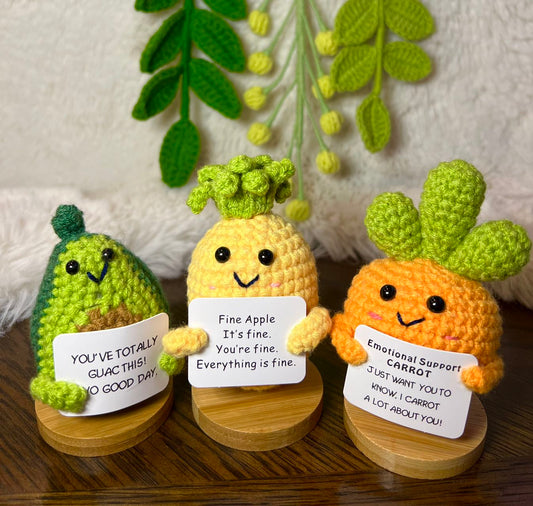 Unique Handmade Crochet positive carrot +Emotional Support pineapple, avocado, Christmas, Birthday, Mom,gift for her,Coworker,Family/Friends