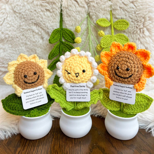 Handmade Crochet mini Caring vegie,Emotional Support sunflower, potato, Positive Affirmation gift for Family/Friends,coworker,Mothers Day