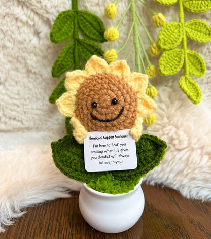Unique Handmade Crochet positive potato +Emotional Support sunflower, Daisy, Christmas, Birthday, Mom, gift for her,Coworker,Family/Friends