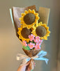 3 sunflower orange | Crochet flowers bouquet, One of a kind gifts