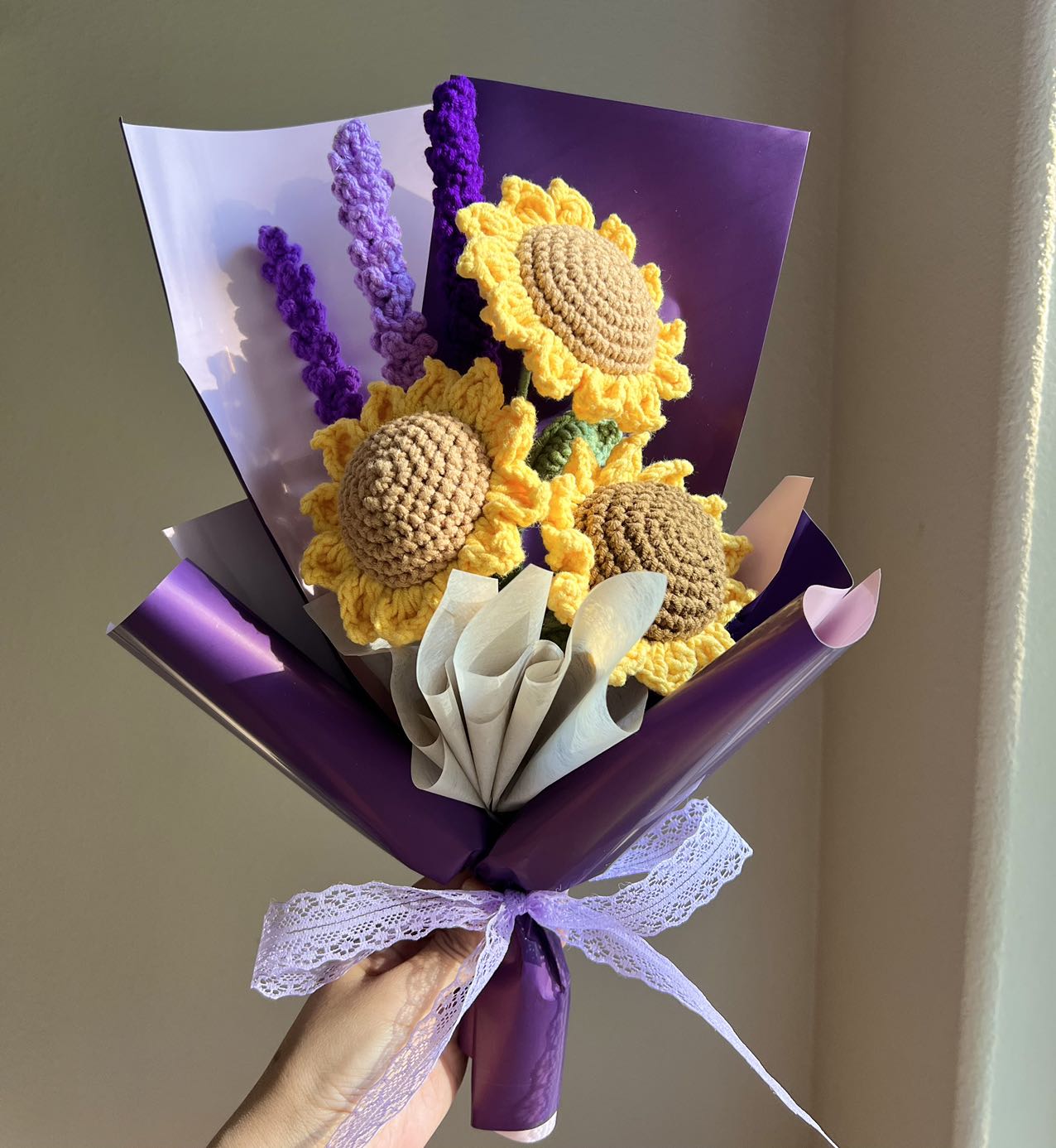 Sunflower lavender | Crochet flowers bouquet, Flowers forever