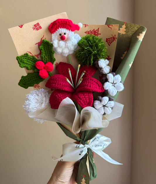 Christmas red | Crochet flowers bouquet, One of a kind gifts