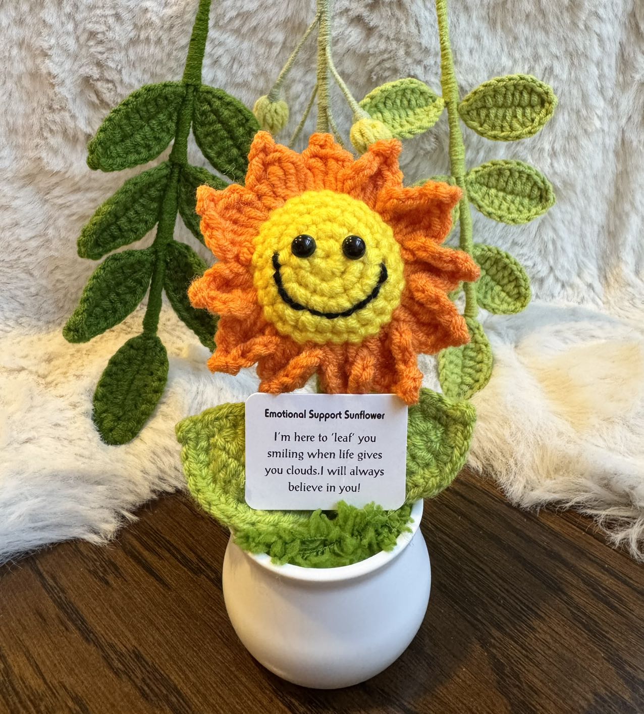 Unique Handmade Crochet positive veggie +Emotional Support sunflower, Daisy, Christmas, Birthday, Mom, gift for her,Coworker,Family/Friends