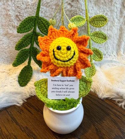Unique Handmade Crochet positive veggie +Emotional Support sunflower, Daisy, Christmas, Birthday, Mom, gift for her,Coworker,Family/Friends