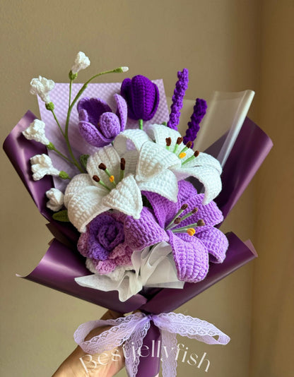 Supreme purple lily | Crochet flowers bouquet, Flowers forever