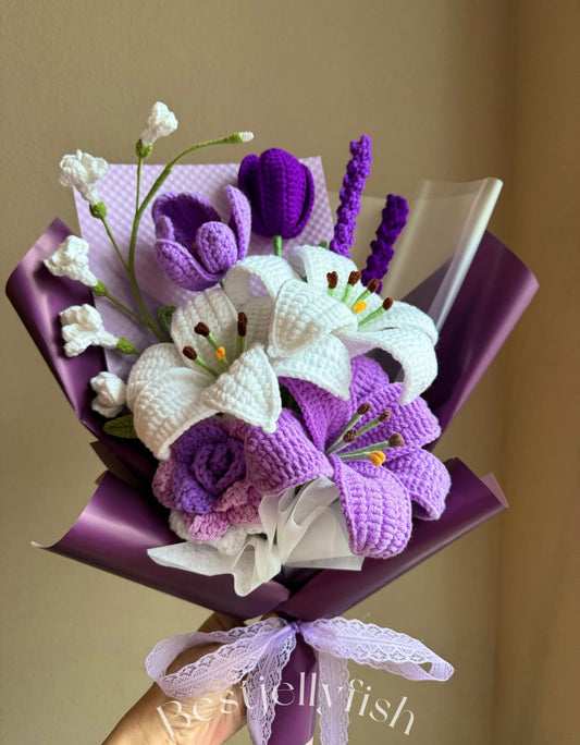 Supreme purple lily | Crochet flowers bouquet, Flowers forever