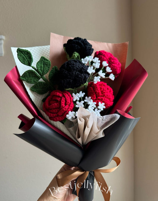 Large red roses | Crochet flowers bouquet, forever flowers