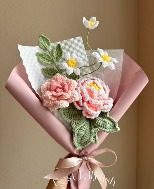 Walter peony&rose | Crochet flowers bouquet, Flowers forever