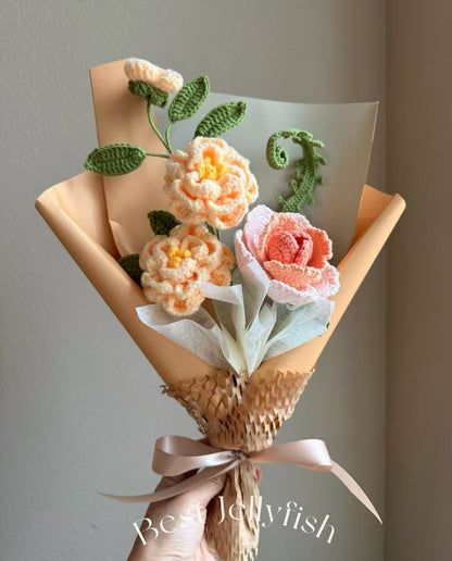 French rose | Crochet flowers bouquet, One of a kind gifts