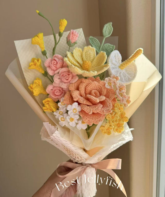 Large pink orange | Crochet flowers bouquet, Flowers forever