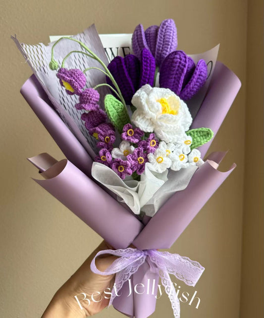 Purple tulip bells | Crochet flowers bouquet, One of a kind gifts