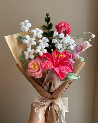 Belle's secret | Crochet Flower Bouquet: Handmade Dahlia Tulip peony