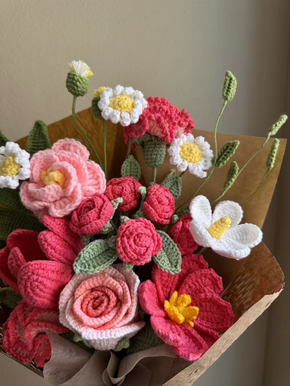 Alice's wonderland | Crochet Flower Bouquet: Handmade Dahlia Tulip peony