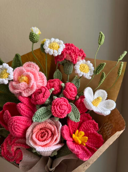 Alice's wonderland | Crochet Flower Bouquet: Handmade Dahlia Tulip peony